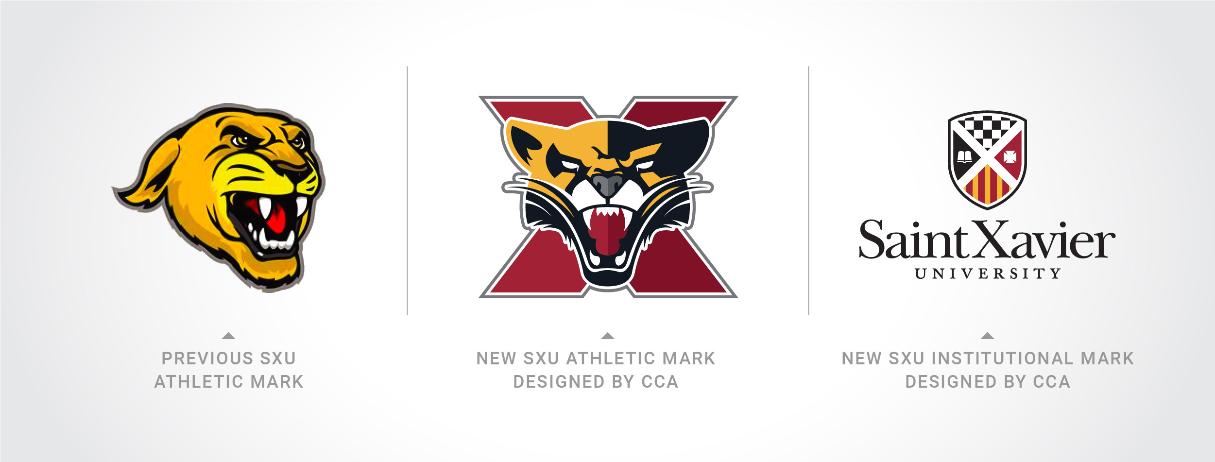 Saint Xavier University's new athletic logo vs old