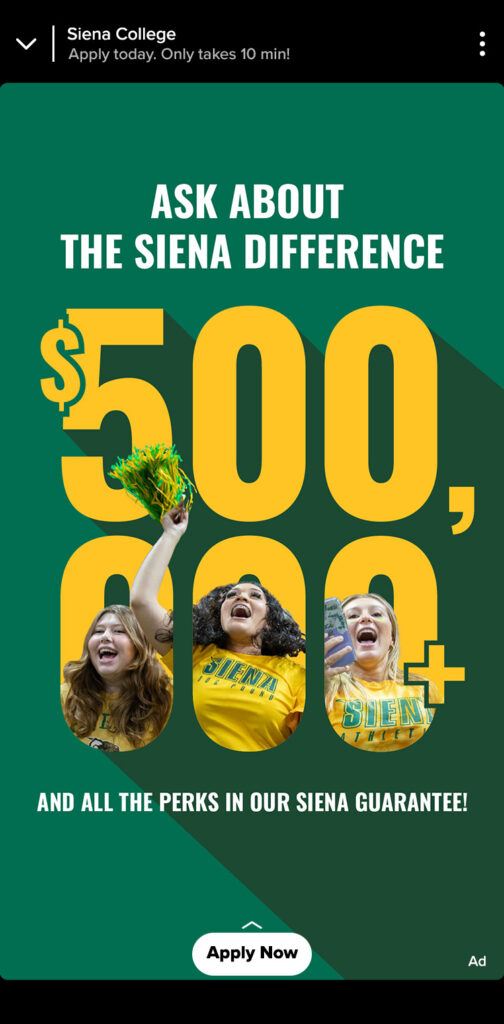 Siena College SnapChat ad mockup