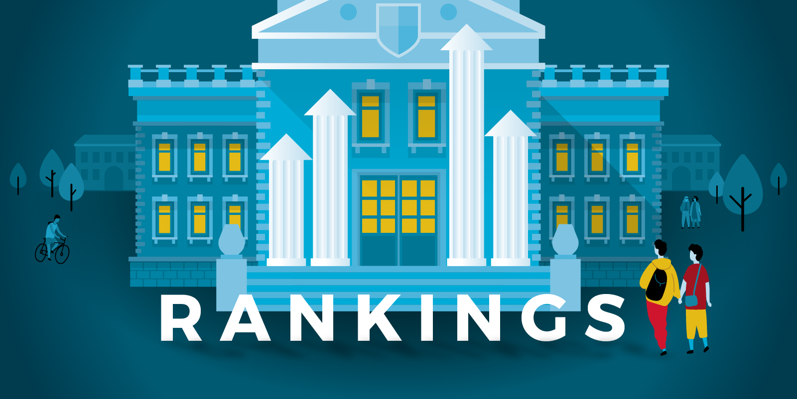 College building illustration with the word RANKINGS